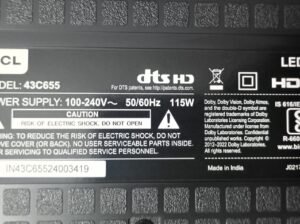 43C655 TCL TV Original Parts List