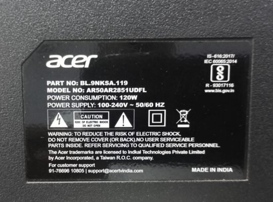 Acer AR50AR2851UDFL LED TV Parts List