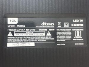 TCL 55C635 LED TV Parts List