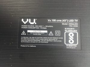 43GLOLED FRU43A66 VU TV Parts List